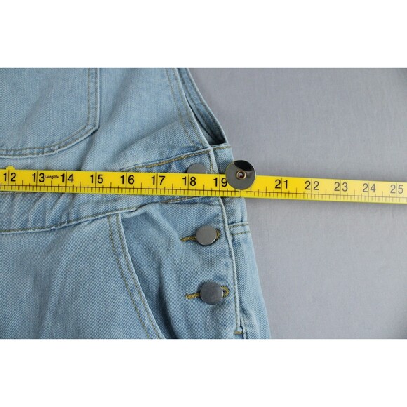 Manfinity Blue Denim Overalls White Lettering Mens XL Painted Graphic Light Wash - Picture 7 of 16